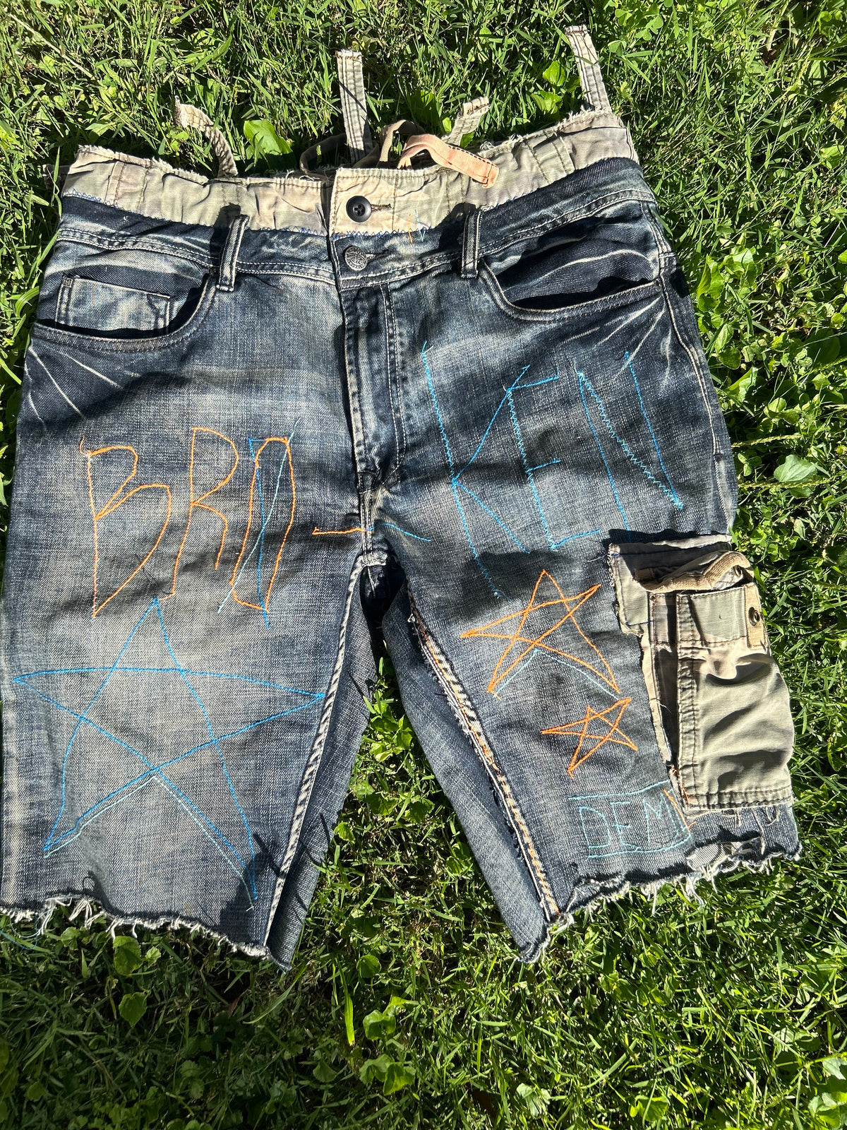 “BRO-KEN” Jean Shorts